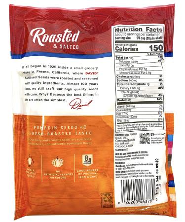 David Seeds Pumpkin Seeds 5oz (Pack of 4) - Nutritious Snack Variety - Buy Online on GoSupps.com