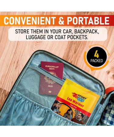 Lap Warmer (4 Pack) - Up to 10 Hours of Heat 16 X 10 Super Long Lasting - Easy All Natural - Air Activated for Body Lap Hands & Toes - Odorless Hot Lap Warmer - Sport Temp - Buy Online on GoSupps.com