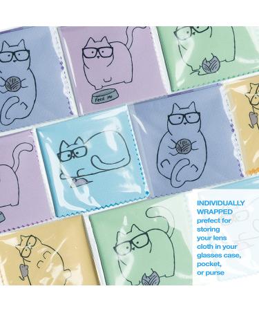 10 Pack Cute Kitty Cat Design Multicolor Microfiber Cleaning Cloths for Eyeglasses, Sunglasses, Cell Phone - Blue, Pink, Yellow, Purple, Green Cloth Wipes - Buy Online on GoSupps.com