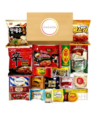 Dagaon Delightful Korean Snack Box 22 Count – Tasty Korean Snacks and Foods Including Chips, Biscuits, Cookies, Pies, Candies, Drinks, Ramen Noodles. Assortment of Korean snacks and foods for everyone.