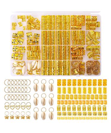 202Pcs Hair Jewelry for Women Braids  Locs Jewelry Dreadlocks Beads Hair Braid Rings Cuffs Shells Butterfly Gold Hair Pendants Hair Clips Decoration for Dreadlock Accessories