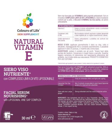 Optima Naturals Srl Vitamin E facial serum nourishing and antioxidant Vitamin E deeply hydrates the skin 30 ml Colors Of Life - Buy Online on GoSupps.com