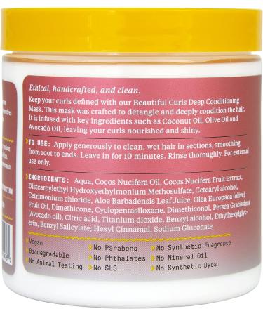 Alaffia Beautiful Curls Deep Conditioning Hair Mask 8 oz - Coconut, Olive & Avocado Oil for Thick & Curly Hair - Buy Online on GoSupps.com