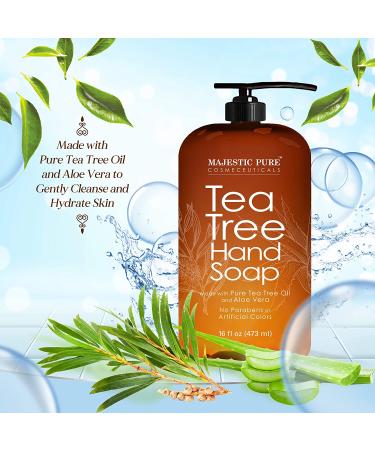 Majestic Pure Tea Tree Hand Soap - Aloe Vera & Rosemary - Sulfate Free Liquid Wash (16 fl oz) - Buy Online on GoSupps.com