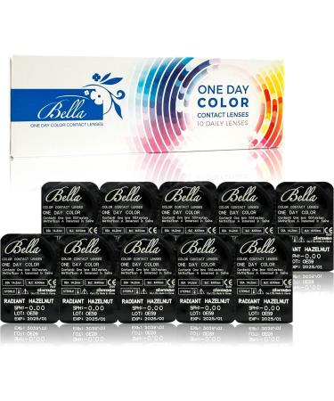 Buy Bella 1-Day Colored Contact Lenses - Rosewood | Natural Gray Green for Dark Eyes | Daily Non-Prescription Lenses -10x - Buy Online on GoSupps.com