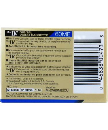 JVC M-DV60ME Blank Mini DV Digital Video Cassette - 90 Mins - 3 Pack - Buy Online on GoSupps.com