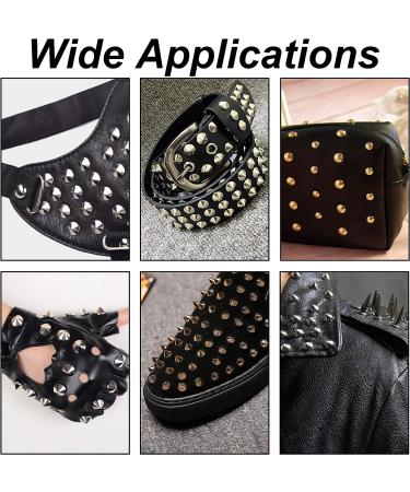 YORANYO 100 Sets Gold Cone Spikes & Bullet Studs - 4.7MM Height - Suitable for Clothing, Shoes, Leather Craft, Belts & Bags - Screw Back Punk Accessories with Installation Tools - Buy Online on GoSupps.com