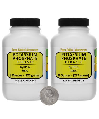Potassium Phosphate Dibasic K2HPO4 98% Fine Powder 1 Lb in Two Space-Saver Bottles