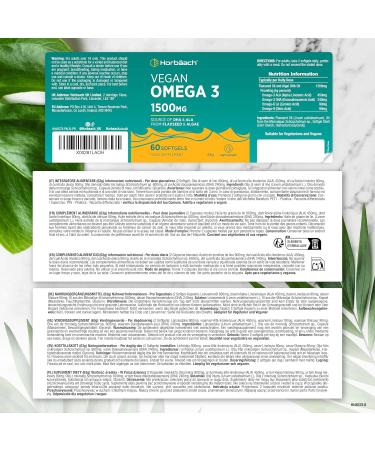 Omega 3 Vegan 1500mg Omega 3 Algae Oil 60 Vegan Softgels DHA & EPA Vegetable Supplement from Horbaach - Buy Online on GoSupps.com