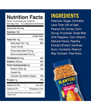Planters Sweet & Spicy Dry Roasted Peanuts 16 oz - Delicious Snack Option - Buy Online on GoSupps.com