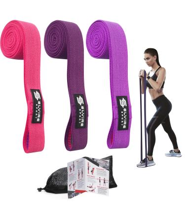 ELVIRE Fabric Resistance Bands for Working Out | Exercise Bands Resistance Bands Set of 3 | Booty Bands for Women Workout Bands Resistance Loops | Leg Bands for Working Out Glute Bands Squat Bands Long Coral & Purple