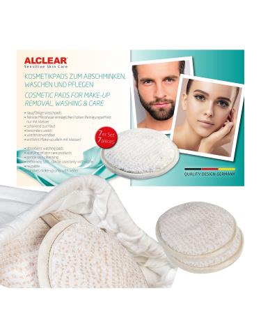 Alclear 95ap washing pads 7er set washable slurry pads beige white with washing bag gentle & skin -friendly microfiber for pore depths environmentally friendly cleaning & care of face cleavage