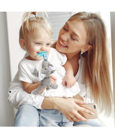 Plush Elephant Pacifier Holder with Detachable Silicone Soothie Pacifier for 0-12 Months - Buy Online on GoSupps.com