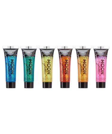 Moon Glitter - Gel with shimmering fine glitter - 12ml - Set of 6 colours - Glitter face paint