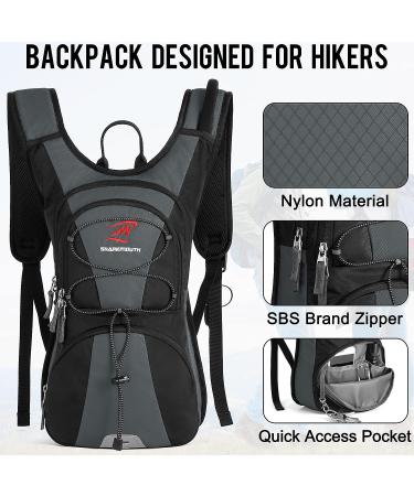SHARKMOUTH FLYHIKER Hiking Hydration Backpack Pack - 2.5L BPA Free Water Bladder, Lightweight & Comfortable for Day Hikes and Trips - Dark Grey - Buy Online on GoSupps.com