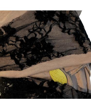 Taupe Cotton Headscarf with Black Lace - Handmade Pre-tied Tichel for Women - Buy Online on GoSupps.com