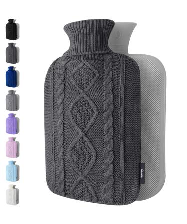 Hot Water Bottle with Cover - Premium Soft Knitted Cover - 1.8l Large Capacity - Hot Water Bag for Pain Relief Neck and Shoulders Back & Cosy Nights - Great Gift for Women (Dark Grey) - Buy Online on GoSupps.com