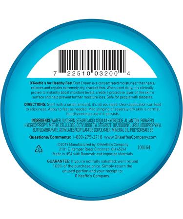O'Keeffe's Healthy Feet Foot Cream Healing Moisturizer Relieves and Repairs Extremely Dry Cracked Feet Instantly Boosts Moisture Levels Two 3.2oz/90.7g Jars (Pack of 2) 108484 White - Buy Online on GoSupps.com