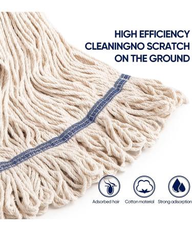 Eyliden Heavy Duty Commercial Cotton Mop - 2pc Loop-End String Mops with Extendable Handle for Home and Office Cement Floor Use - White - Buy Online on GoSupps.com
