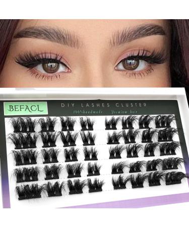 Cluster Eyelash Extensions 3D Flat DIY Lash Clusters D Curly 9-18mm Mix Individual Wispy Mink Lashes Cluster False Eyelashes for Self Application DIY at Home by Befacl