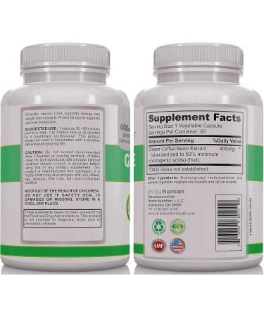 BOGO Herbal Nutrition Pure Green Coffee Bean Extract: 120 Capsules, 400mg-1200mg Dosing, 50% Chlorogenic Acid - Weight Loss & Cleanse Supplement - Buy Online on GoSupps.com