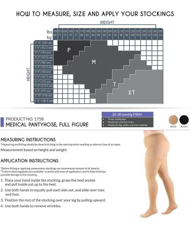 Truform Plus Size Compression Pantyhose 20-30 mmHg Support Tights - Beige X-Tall - Buy Online on GoSupps.com