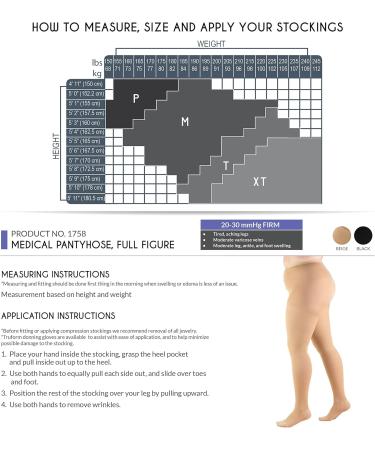Truform Plus Size 20-30 mmHg Compression Pantyhose for Women - X-Tall Black Support Tights - 1 Pair - Buy Online on GoSupps.com