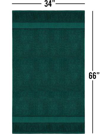Fluffy 100% Cotton Dark Green Bath Sheets Set of 2 - Eco-Friendly, Super Soft & Highly Absorbent - Oeko-Tex Certified - 34 x 66 Inches - Buy Online on GoSupps.com