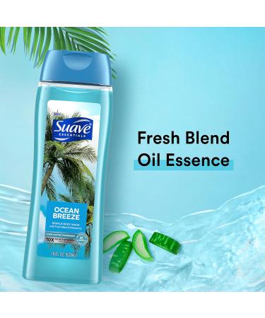 Suave Essentials Gentle Body Wash Ocean Breeze - Vitamin E & Algae Extract - 18 oz - Refreshing Clean for All Skin Types - Buy Online on GoSupps.com