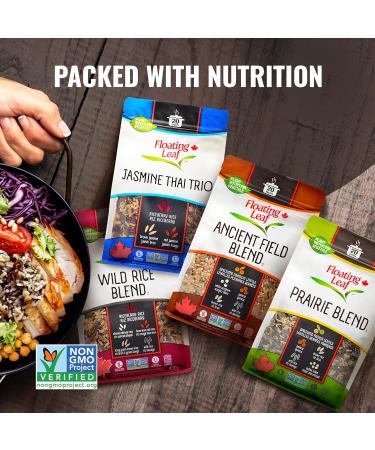 4 Packs x 400g Rice Variety Pack Includes Jasmine Thai Rice Trio Wild Rice Blend Prairie Blend and Ancient Field Blend Non Gluten Non-Gmo Kosher and Vegan - Floating Leaf - Buy Online on GoSupps.com