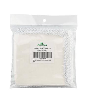 Karlling 10 Cotton Facial Cleansing Muslin Cloths Makeup Remover Wipes 11.8 Inch (Pack of 1)