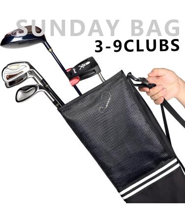 CHAMPKEY Professional Golf Sunday Bag - Lightweight Carry Bag for 3-9 Clubs - 6 Pockets & Adjustable Strap - Ideal for Golf Course & Travel - Black - Buy Online on GoSupps.com