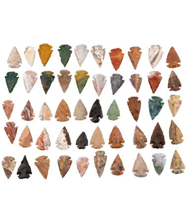 KVK Crystals Lot of 50 Indian Arrowheads Agate Chert Flint New Project Points 1 1/2" L
