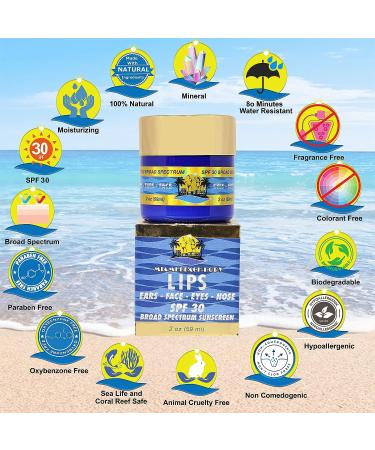 Miami Beach Body SPF 30 Mineral Sunscreen Balm for Lips, Ears, Face, Eyes, Nose - Water Resistant, Broad Spectrum, Hypoallergenic - Eco-Friendly Formula - Buy Online on GoSupps.com