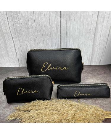 Personalized Cosmetic Bag for Women | Custom Makeup & Cultural Bags | Perfect Birthday & Christmas Gift (Black) - Buy Online on GoSupps.com
