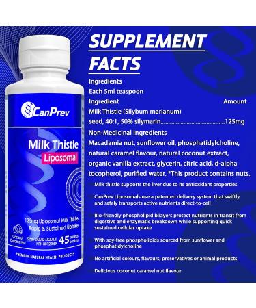 CanPrev Liposomal Milk Thistle 225ml Coconut Caramel Nut No Alcohol Added Supports Liver Function & Digestive Balance - Buy Online on GoSupps.com