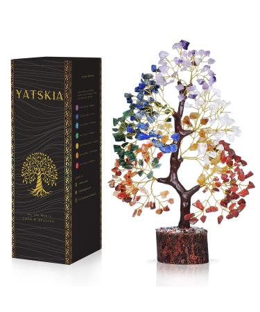 Chakra Tree of Life - Crystal Tree for Positive Energy - Seven Chakra Tree - 7 Chakra Tree, Money Tree, Feng Shui Decor, Chakra Stones, Crystals and Healing Stones, Premium Meditation Accessories Seven Chakra Golden Wire