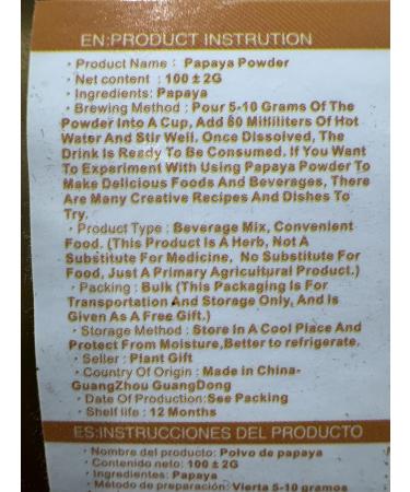 100% Natural Pure Papaya powder 100g/3.52oz naturellement riche en enzymes de papaye pour smoothies shakes p tisseries et boissons sans conservateurs sans sucre ajout  - Buy Online on GoSupps.com