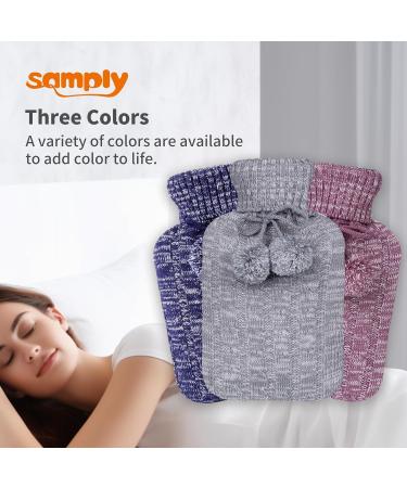 2L Samply Hot Water Bottle with Knitted Cover for Hot/Cold Therapy - Blue - Buy Online on GoSupps.com