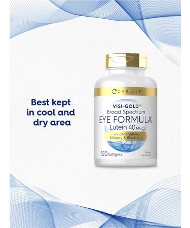 Carlyle Eye Health Supplement | 120 Softgels | with Lutein 40mg Zeaxanthin Bilberry and Blueberry | Broad Spectrum Eye Support Vitamins | Non-GMO Gluten Free Formula - Buy Online on GoSupps.com