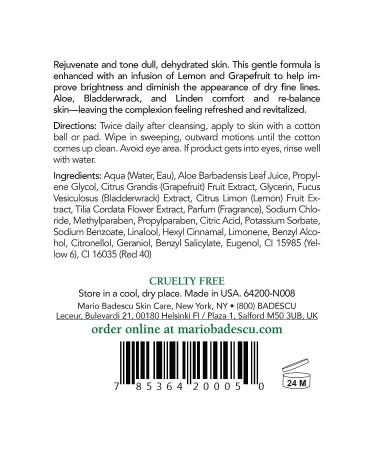 Mario Badescu Alpha Grapefruit Toner for Combination, Dry, & Sensitive Skin - Alcohol-Free Face Toner with Grapefruit Extract & Aloe Vera - 8 Fl Oz - Buy Online on GoSupps.com