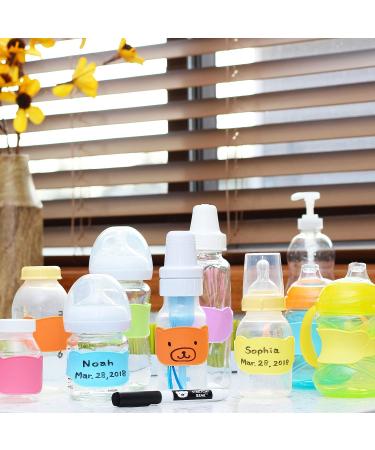 Stretchy Bear Reusable Baby Bottle Labels 6 Pcs (Blue) - Perfect for Daycare | 9 Color Options - Buy Online on GoSupps.com