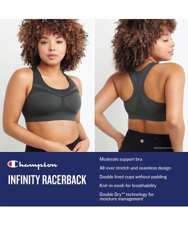 Champion Women's Infinity Racerback Sports Bra - Moisture-Wicking, Large, White - Buy Online on GoSupps.com