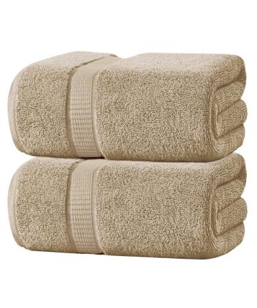 Oakias 2 Pack Luxury Bath Sheets Beige  35 x 70 Inches  Highly Absorbent & Soft 600 GSM Extra Large Bath Towels Beige 2 - Buy Online on GoSupps.com
