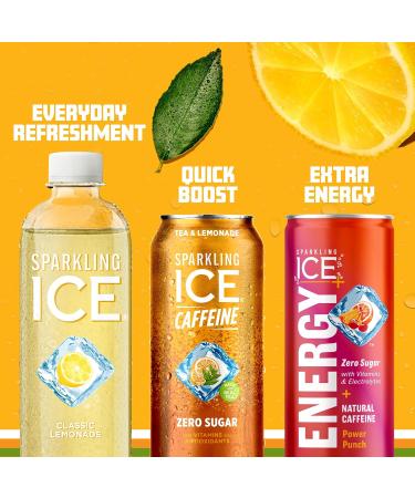 Sparkling Ice +Caffeine Tea Lemonade - Zero Sugar Sparkling Water with Antioxidants | 16 fl oz Cans (12 Pack) - International Shipping Available - Buy Online on GoSupps.com