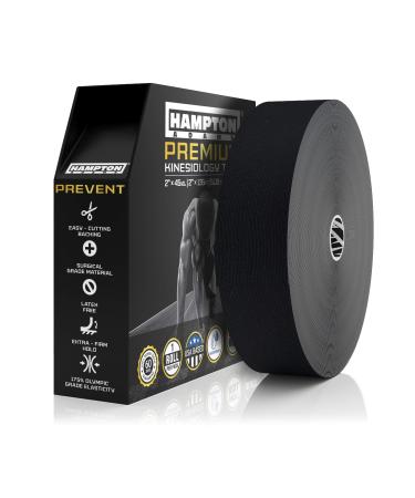 (135 Feet) Bulk Kinesiology Tape Waterproof Roll Sports Therapy Support for Knee, Muscle, Wrist, Shoulder, Back/Original Uncut Premium Therapeutic Elastic & Hypoallergenic Cotton - (Black)