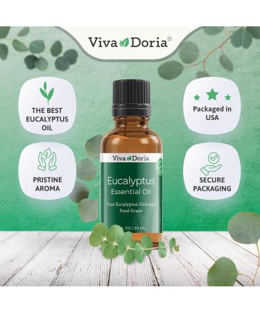 Viva Doria 100% Pure Eucalyptus Globulus Essential Oil 1 Fl Oz - Undiluted & Food Grade for Aromatherapy & Wellness - Buy Online on GoSupps.com