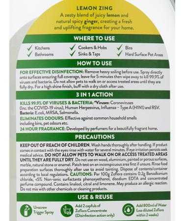 Dr. Beckmann Carpet Stain Remover | Removes New and Dried-in Stains | Includes Applicator Brush & Zoflora Lemon Zing Multipurpose Disinfectant Cleaner 800ml (Pack of 1) - Buy Online on GoSupps.com