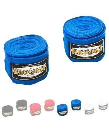 BAD Company Boxing Bands I Elastic wrist bandages with a wide Velcro fastener thumb loop and a diaper instructions for boxing training in different colors black / white / red / blue and lengths 2.5 m / 3 m / 3.5 m / 4.5 m / 5 m4.5 meters blue