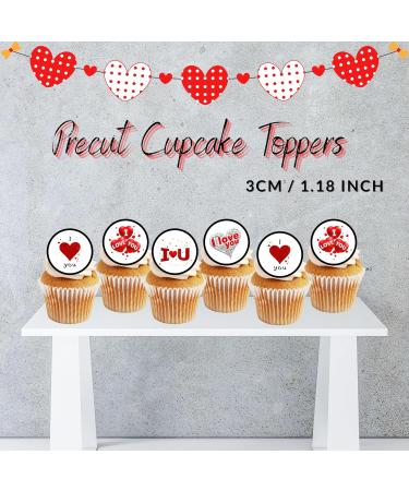 PRECUT I Love You Cupcake Toppers Edible Mini Valentines Day Cake Decorations Edible Valentine Cake Decorations Engagement Cupcake Decoration Anniversary Cake Topper Proposal Decoration (24) - Buy Online on GoSupps.com
